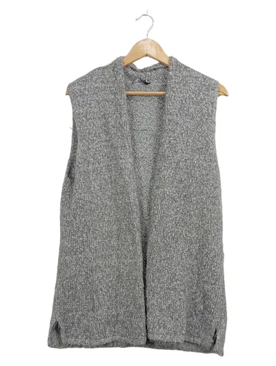 Olsen Strickweste Damen Gr. L Grau Ärmellos Bouclé Wolle Casual