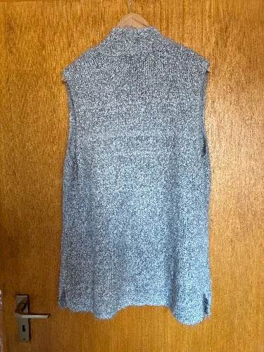 Olsen Strickweste Damen Gr. L Grau Ärmellos Bouclé Wolle Casual
