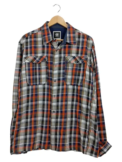G-Star RAW Herren Karohemd Freizeithemd Langarm Gr. XXL Baumwolle