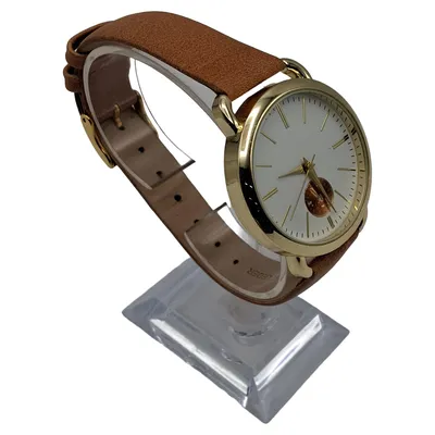 Bijou Brigitte Damenuhr Lederarmband Braun Gold Quarz Klassisch