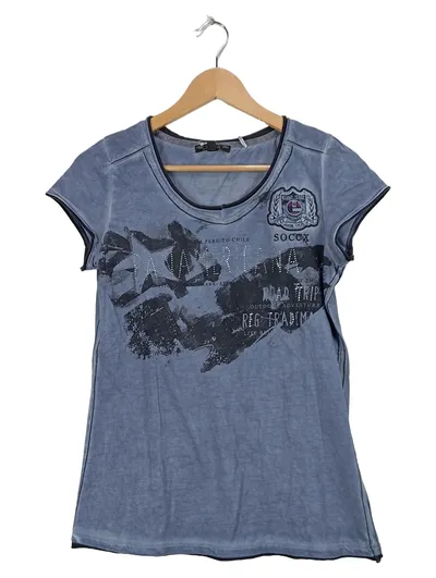 SOCCX Damen T-Shirt Panamericana Road Trip Gr. 38/M Blau Print