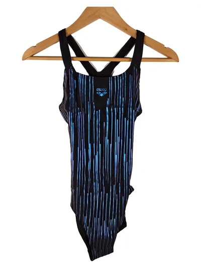 Arena Damen Badeanzug Sportbadeanzug Gr. 38 Schwarz Blau Metallic NEU
