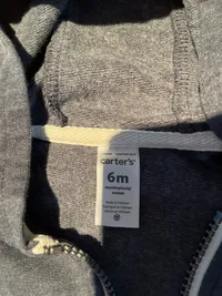Carter's Baby Sweatjacke Kapuzenjacke Gr. 6 Monate / 68 Grau Reißverschluss 3
