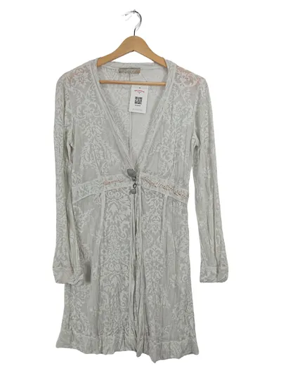 Bottega Damen Strickjacke Gr. S Beige Boho Floral Langarm Cardigan