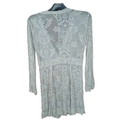 Bottega Damen Strickjacke Gr. S Beige Boho Floral Langarm Cardigan
