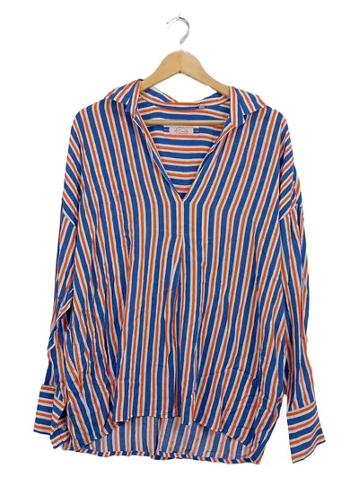 Emily van den Bergh Damen Bluse Gr. 40 Gestreift Blau Orange Maritim