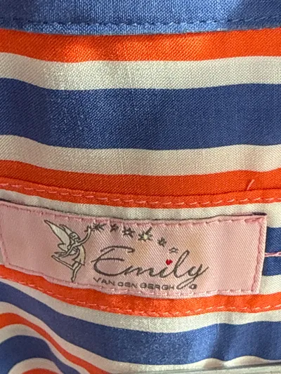 Emily van den Bergh Damen Bluse Gr. 40 Gestreift Blau Orange Maritim