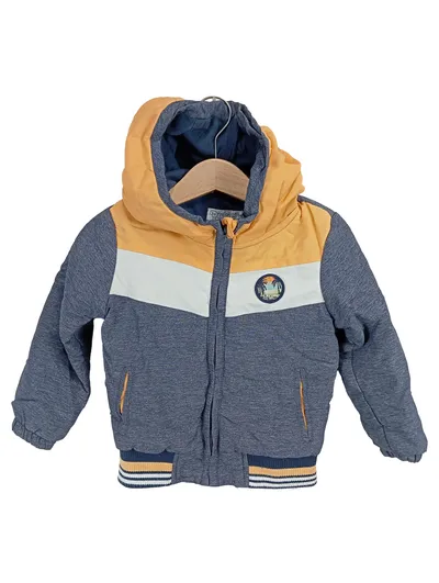 Dirkje Outdoorjacke Jungen Gr. 92 Blau Orange Kapuze Winterjacke