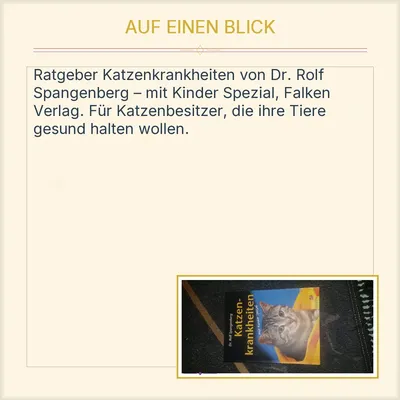 Katzenkrankheiten Dr. Rolf Spangenberg mit Kinder Spezial Falken Ratgeber