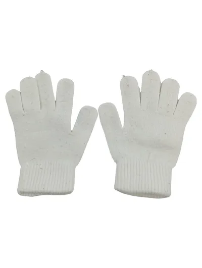 Kinder Strickhandschuhe Weiß mit Antirutsch-Noppen Einheitsgröße 16cm