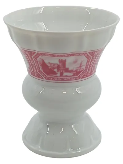 Heinrich Porzellan Vase Rüdesheim am Rhein Weiß Rosa Dekor 11cm