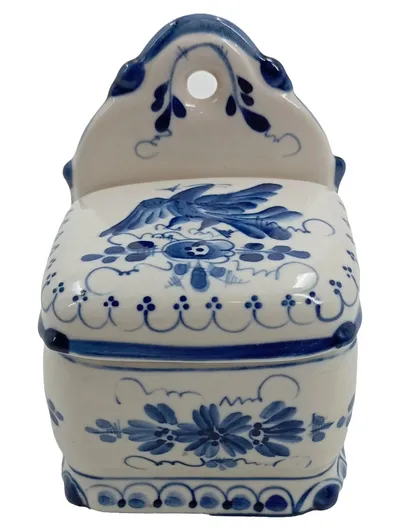 Gzhel Porzellan Wandbecher Dose Blau Weiß Handgemalt Russland 9cm