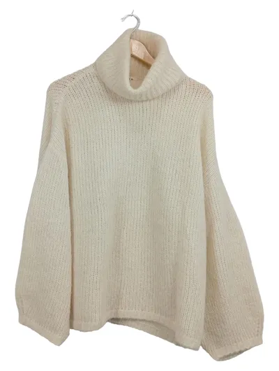 EDITED Damen Rollkragen Strickpullover Gr. 38 Beige Alpaka Oversized