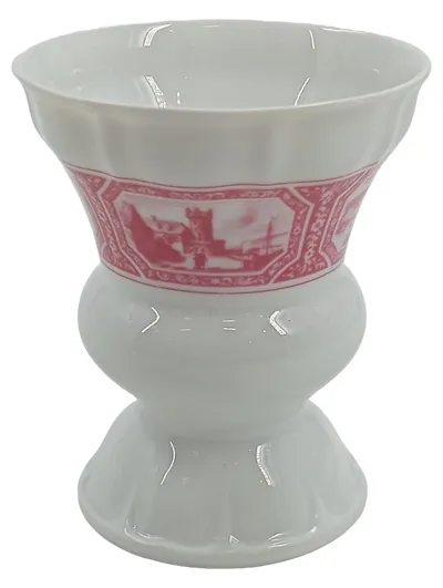 Heinrich Porzellan Vase Rüdesheim am Rhein Weiß Rosa Dekor 11cm Germany