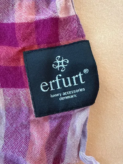 Erfurt Luxury Accessories Schal Damen kariert Pink Lila Fransen 170x48cm