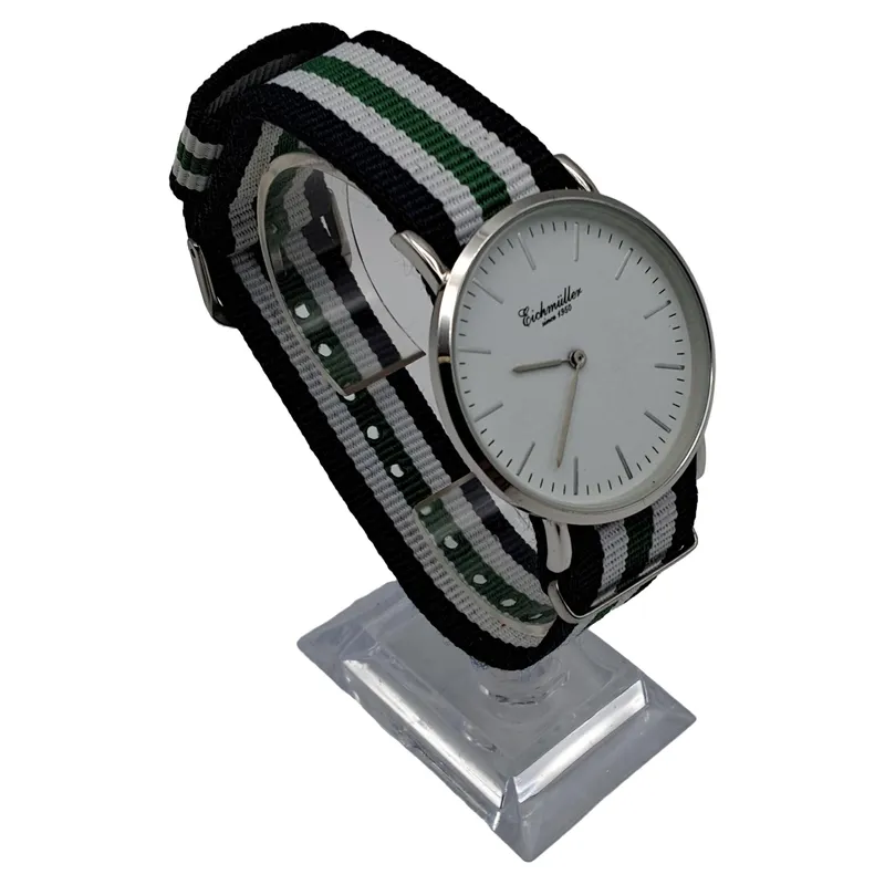 Eichmüller Armbanduhr Minimalistisch NATO-Armband Schwarz Weiß Grün since 1950 2