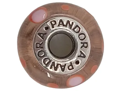Pandora Murano Glas Charm Rosa Punkte 925 Silber Bead Armband