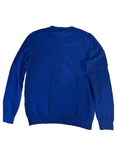 FALKE Herren Pullover V-Ausschnitt Blau Wolle Gr. M Klassisch