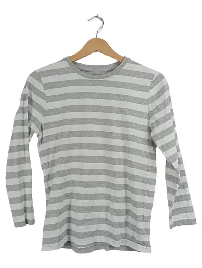 Yigga Langarmshirt Kinder Gr. 146/152 Grau Weiß Gestreift Baumwolle