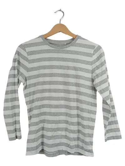 Yigga Langarmshirt Kinder Gr. 146/152 Grau Weiß Gestreift Baumwolle