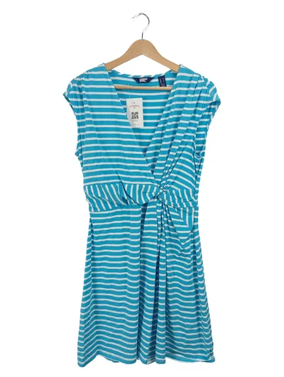 Lands' End Damen Sommerkleid Wickelkleid gestreift Türkis Gr. M