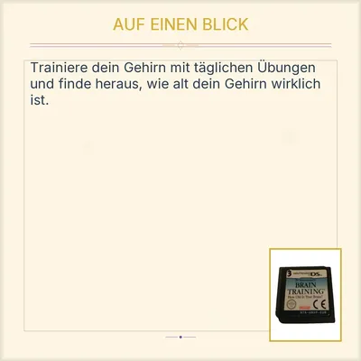 Dr Kawashima's Brain Training Nintendo DS Gedächtnisspiel Wie alt ist Ihr Gehirn