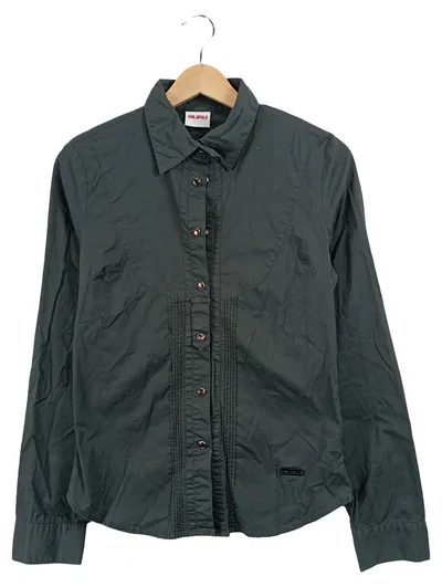 Guru Damen Bluse Hemd Gr. M 38 Grün Langarm Baumwolle Casual
