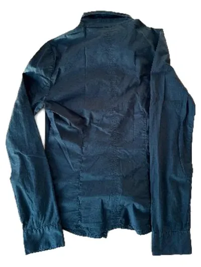 Guru Damen Bluse Hemd Gr. M 38 Grün Langarm Baumwolle Casual
