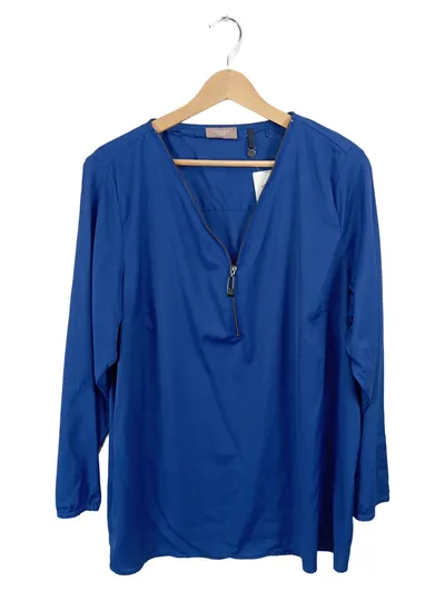Triangle by s.Oliver Damen Langarmshirt Bluse Gr. 44 Blau Reißverschluss