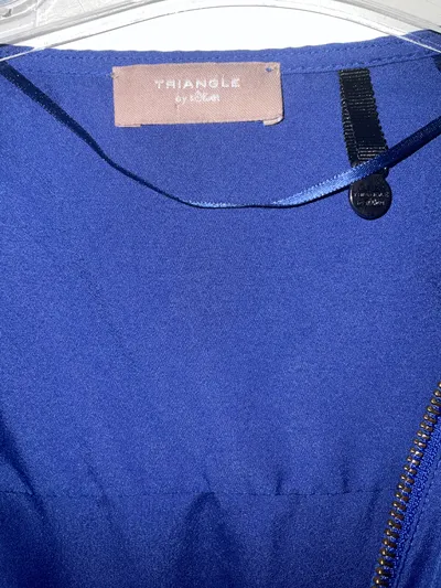 Triangle by s.Oliver Damen Langarmshirt Bluse Gr. 44 Blau Reißverschluss