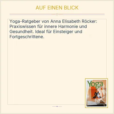 Yoga Der Weg zu innerer Harmonie und Gesundheit Anna Elisabeth Röcker