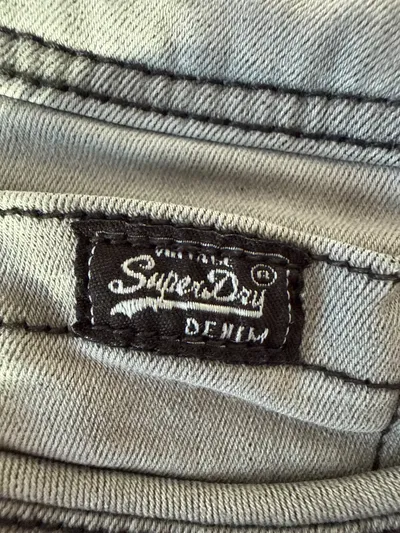 Superdry Damen Slim Fit Jeans Hose Grau Größe 44 W35 Denim