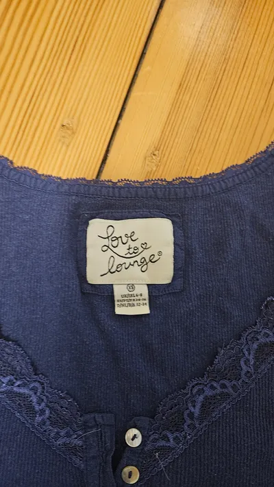 Love to Lounge Damen Top Gr. XS Blau Spitze Rippstrick Ärmellos