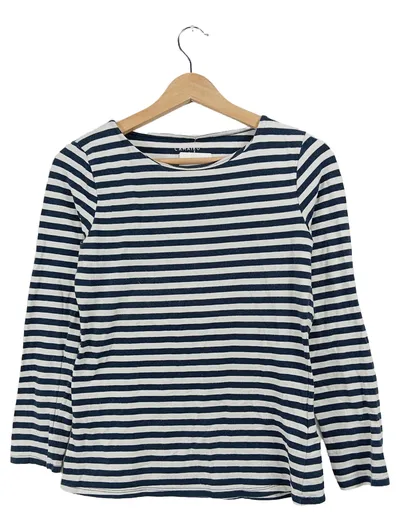 Camaïeu Damen Langarmshirt Gr. M Blau Weiß Gestreift Maritim Essential