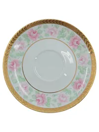 Burg Lindau Untertasse Unterteller Porzellan Rosenmuster Gold 12cm 1