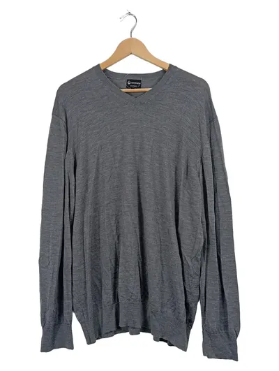 Giesswein Wool Basics Herren Pullover V-Ausschnitt Grau Gr. 58 Wolle