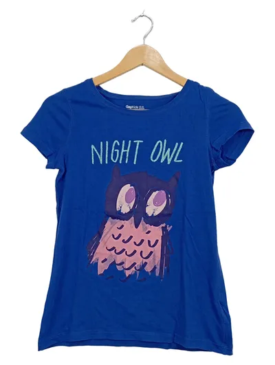 GapKids Mädchen T-Shirt Blau Night Owl Motiv Gr. 158/164 Baumwolle