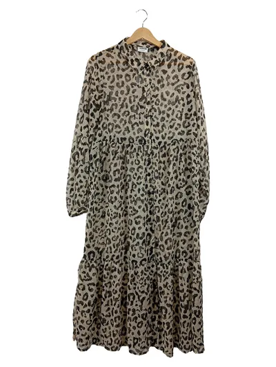 Noisy May Blusenkleid Damen Gr. M Leopardenmuster Animal-Print Midi