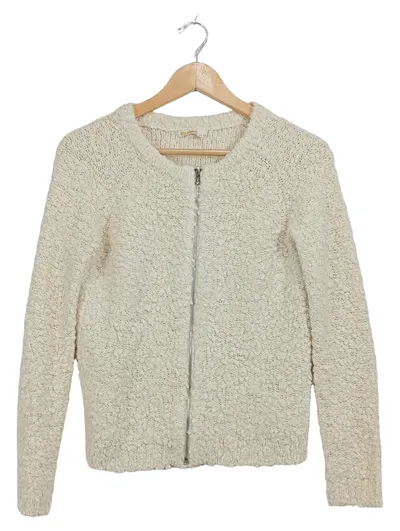 Bizzbee Strickjacke Damen Gr. S Beige Bouclé Reißverschluss Cardigan