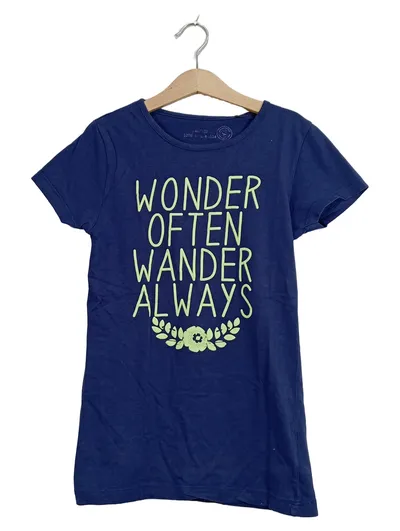 C&A Kinder T-Shirt Mädchen Kurzarm Blau Schriftzug Gr. 146/152