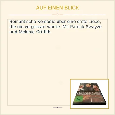 Forever Lulu DVD Patrick Swayze Romcom Die erste Liebe rostet nicht FSK 12