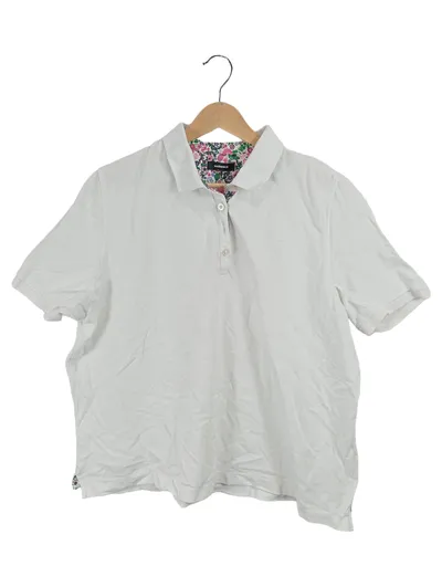 Walbusch Damen Poloshirt Weiß Gr. 48, 50 Kurzarm Baumwolle
