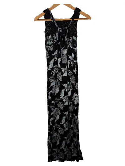 Superdry Damen Maxikleid Gr. M Schwarz Tropical Muster Bohemian Sommerkleid