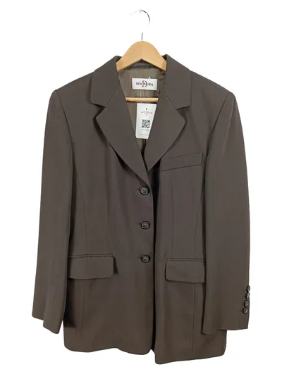 Dinomoda Damen Blazer Gr. 38 M Grau Business Klassisch Wolle