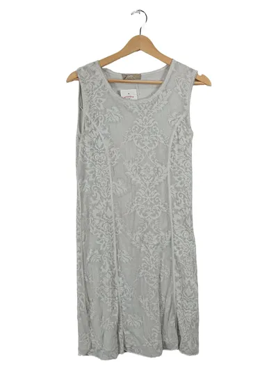 Bottega Damen Blusenkleid Gr. S Grau Damast Muster Ärmellos Elegant