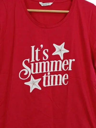 Zabaione Damen T-Shirt Sommer Motiv Seesterne Rot Gr. XL