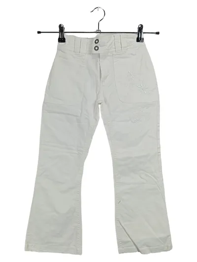 Alive Mädchen Hose Gr. 128 Weiß Blumenstickerei Baumwolle