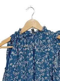 Banana Republic Damen Kleid Blumenmuster Blau Gr. M Trapez Rüschen 2