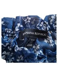 Banana Republic Damen Kleid Blumenmuster Blau Gr. M Trapez Rüschen 4