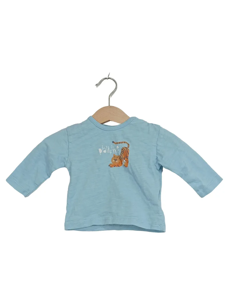 bellybutton Baby Langarmshirt Gr. 62 Blau Tiger Motiv Organic Cotton 1